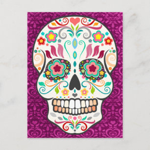 Feliz Muertos - Lycklig Sugar Skull-vykort Vykort