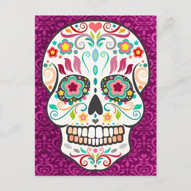 Feliz Muertos - Lycklig Sugar Skull-vykort Vykort (Framsida)