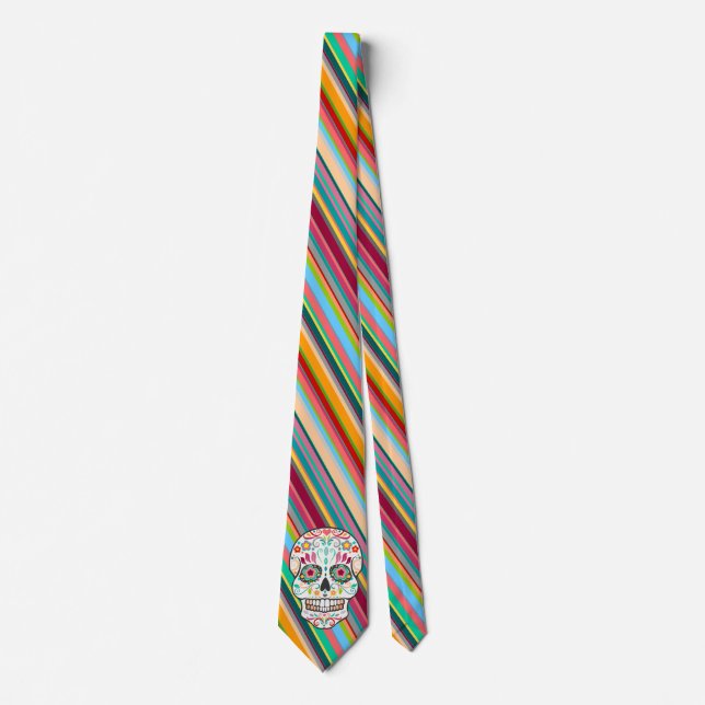 Feliz Muertos - Sugar Skull & Rand Neck Tie Slips (Framsida)