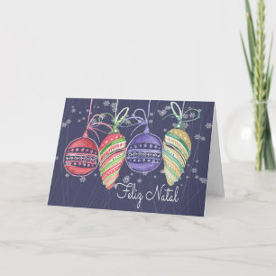 Feliz Natal Baubles Watercolor Helgkort