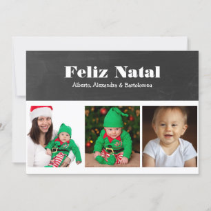 Feliz Natal Black and White Personlig Julkort