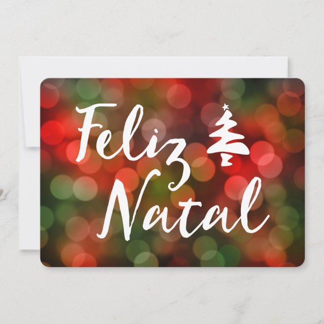 Feliz Natal bokeh träd ljus Inbjudningar (Framsida)
