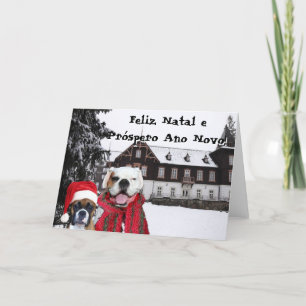 Feliz Natal e Próspero Ano Novo Boxer Hundar kort