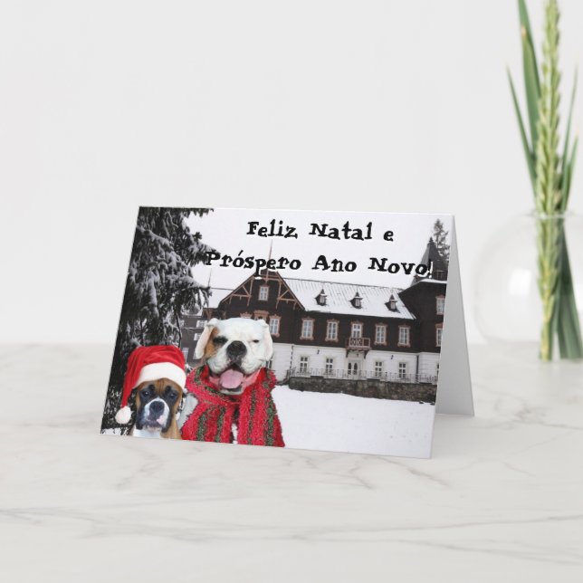 Feliz Natal e Próspero Ano Novo Boxer Hundar kort (Framsida)