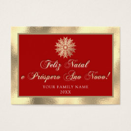 Feliz Natal e Próspero Ano Novo Royal Guld Red Visitkort