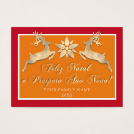 Feliz Natal e um Próspero Ano Novo Guld Red Visitkort
