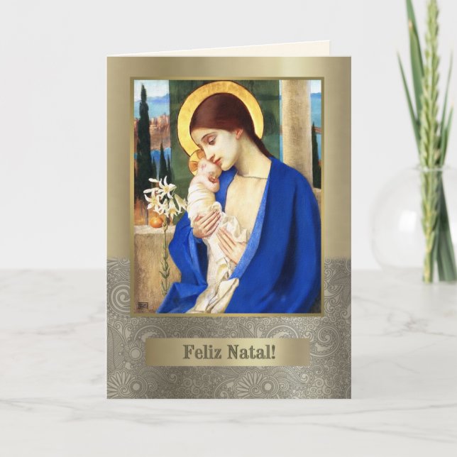 Feliz Natal. Finkonst julkort på portugisiska Helgkort (Framsida)