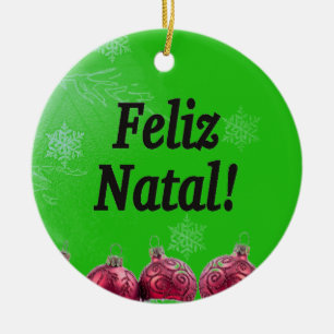 Feliz Natal! God jul på portugisiska bf Julgransprydnad Keramik