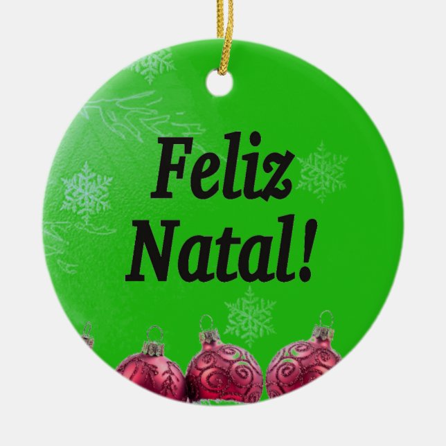 Feliz Natal! God jul på portugisiska bf Julgransprydnad Keramik (Framsidan)
