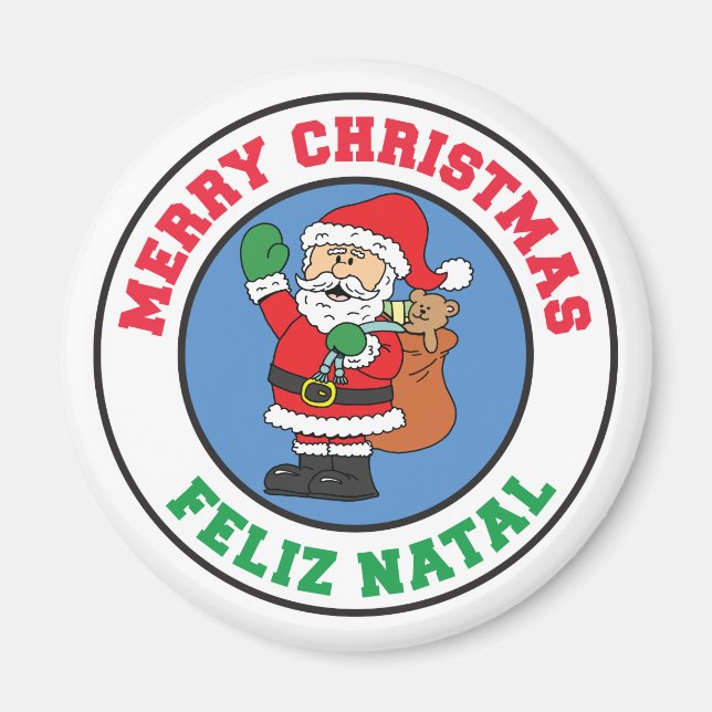 Feliz Natal God jul Santa Magnet (Framsidan)