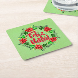 Feliz Natal God jul Underlägg Papper Kvadrat