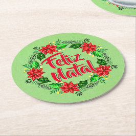 Feliz Natal God jul Underlägg Papper Rund