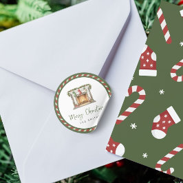 Feliz Natal - Lareira de Natal Aquarela Runt Klistermärke