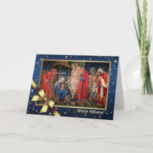 Feliz Natal. Nativitetscenkort på portugisiska Helgkort