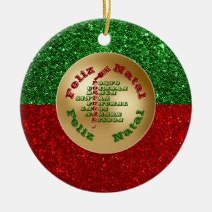 Feliz Natal Portugal Vin Lissabon Porto Braga Julgransprydnad Keramik