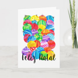 Feliz Natal Portugals jul, vattenfärg Helgkort