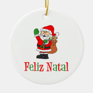 Feliz Natal Portugals jultomte Julgransprydnad Keramik
