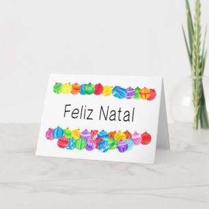 Feliz Natal portugisisk jul, vattenfärg Helgkort