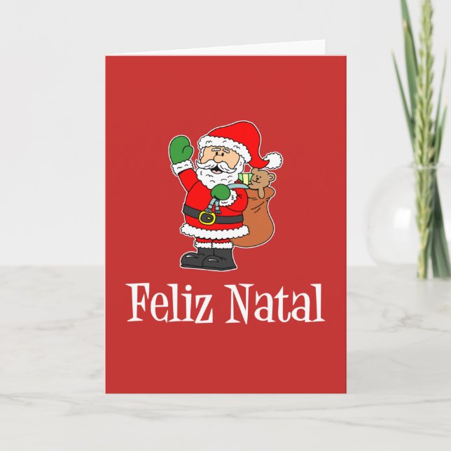 Feliz Natal portugisisk jultomten Helgkort (Framsida)