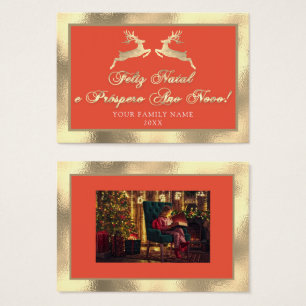 Feliz Natal Próspero Anno Nuovo Photo Guld Royal Visitkort