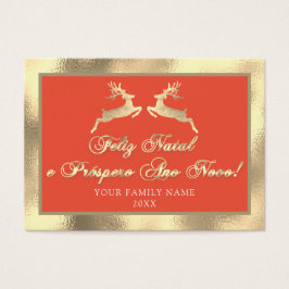 Feliz Natal Próspero Anno Nuovo Photo Guld Royal Visitkort