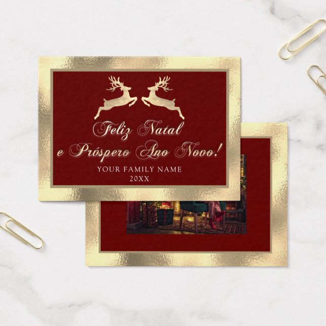 Feliz Natal Próspero Anno Nuovo Photo Royal Guld Visitkort (Kontor)