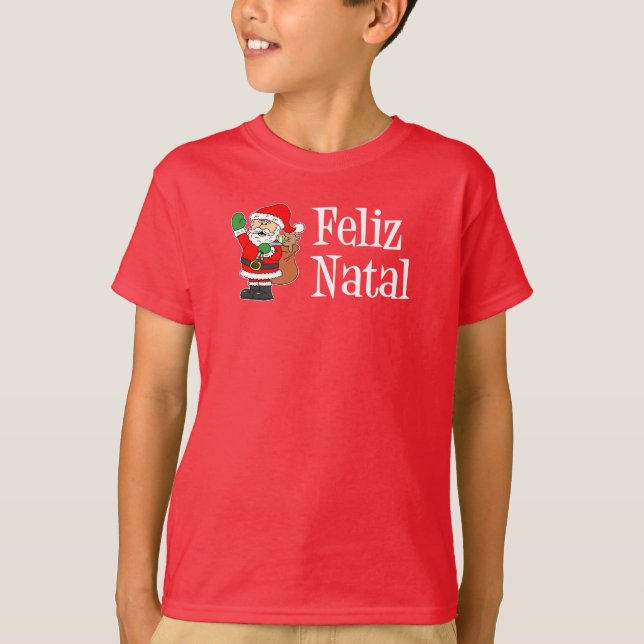 Feliz Natal Santa T Shirt (Framsida)