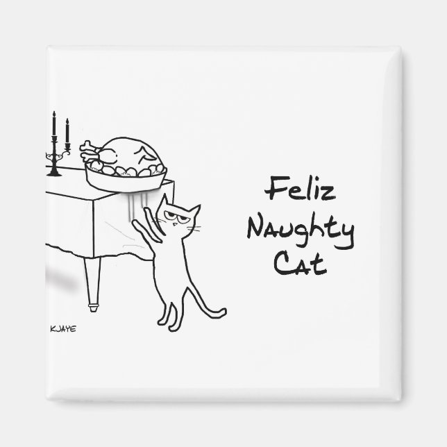 Feliz Naughty Cat - Funny Cat-jul Magnet (Framsidan)