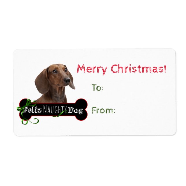 Feliz Naughty Dachshund Gift Stickers Fraktsedel (Framsidan)