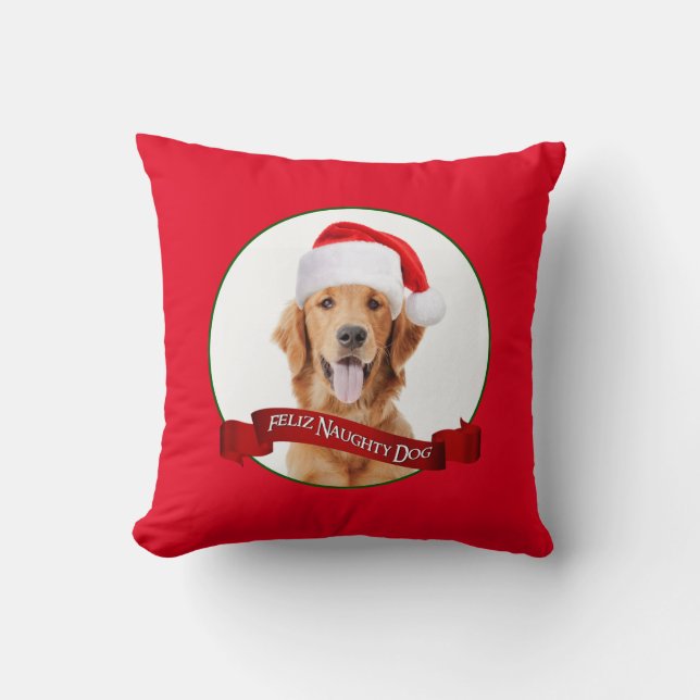 Feliz Naughty Golden Retriever Kudde (Framsida)