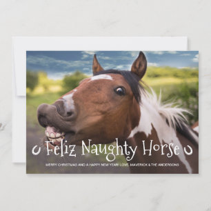 Feliz Naughty Horse Funny Personlig Pet Photo Julkort
