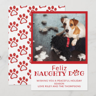 Feliz Naughty Hund Red Tass avtryck Pet Photo Helg Julkort