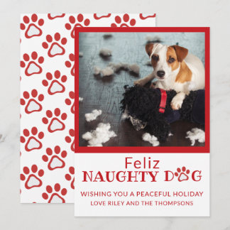 Feliz Naughty Hund Red Tass avtryck Pet Photo Helg Julkort