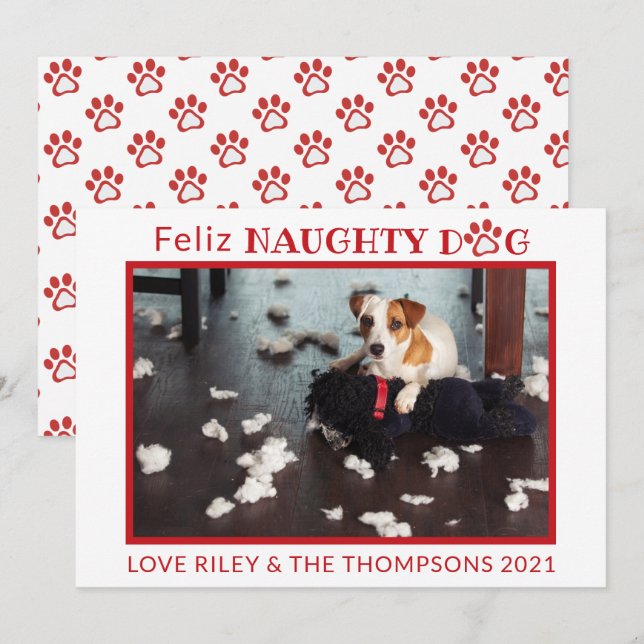 Feliz Naughty Hund Red Tassar Vågrät Pet Photo Ho Julkort (Fram/baksida)