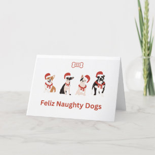 Feliz Naughty Hundar Greeting Card Tack Kort