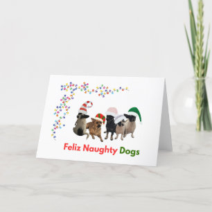 Feliz Naughty Hundar Greeting Card Tack Kort