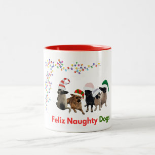 Feliz Naughty Hundar jul Mugg