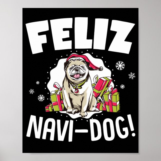 Feliz Navi- Hund Funny jul Pun Poster (Framsidan)