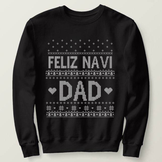 Feliz Navi Pappa Uggig julsötare Lång Ärmad Tröja (Design framsida)