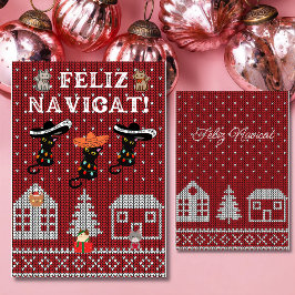 Feliz navicat lustigt meowy christmas julkort