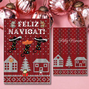 Feliz navicat lustigt meowy christmas julkort