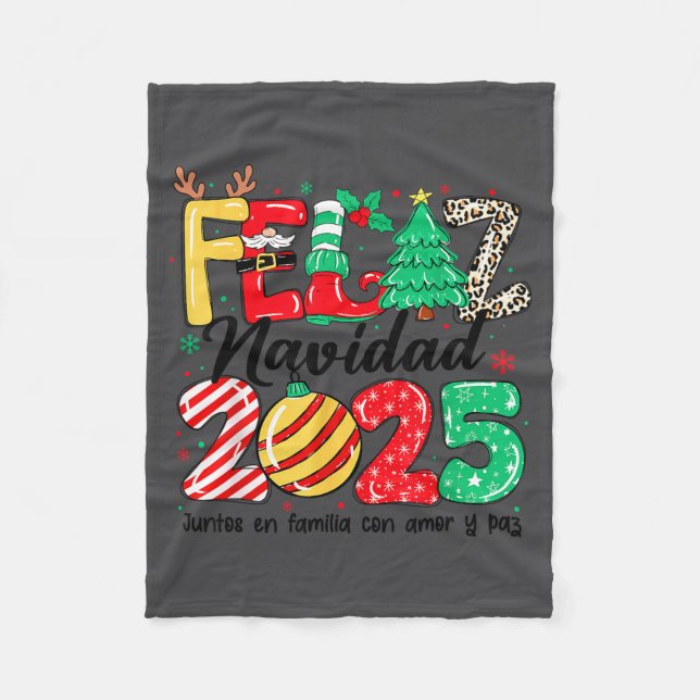 Feliz Navidad 2025 Spanish Christmas Mexican Famil Fleecefilt (Framsidan)