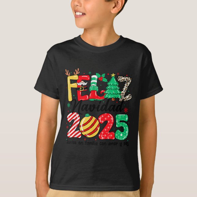 Feliz Navidad 2025 Spanish Christmas Mexican Famil T Shirt (Framsida)