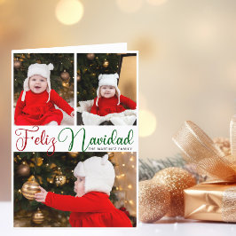 Feliz Navidad 3 Foto Foldad Spansk jul Helgkort