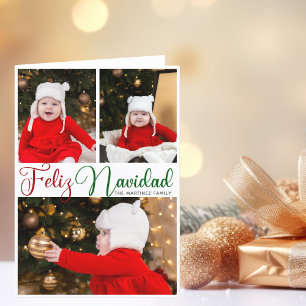 Feliz Navidad 3 Foto Foldad Spansk jul Helgkort