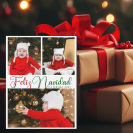 Feliz Navidad 3 Photo Cute Julgrannetkort