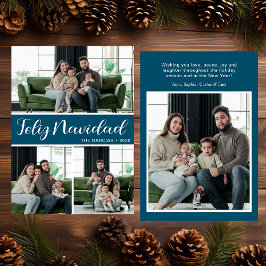 Feliz Navidad 4-foto-plattat Helgdag-kort Julkort
