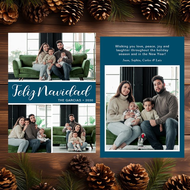 Feliz Navidad 4-foto-plattat Helgdag-kort Julkort (Skapare uppladdad)