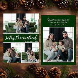 Feliz Navidad 4 Photo Flat Holiday Card Julkort
