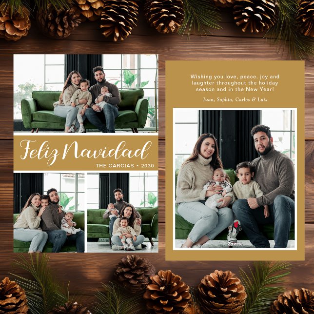 Feliz Navidad 4 Photo Flat Holiday Card Julkort (Skapare uppladdad)